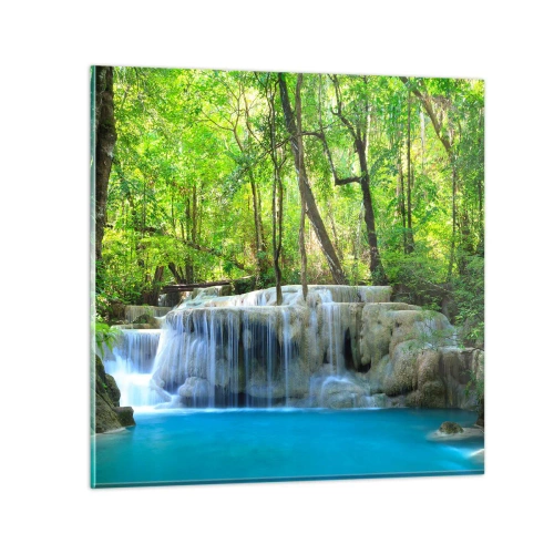 Schilderen op glas - Verdrinken in turkoois en groen - 50x50 cm