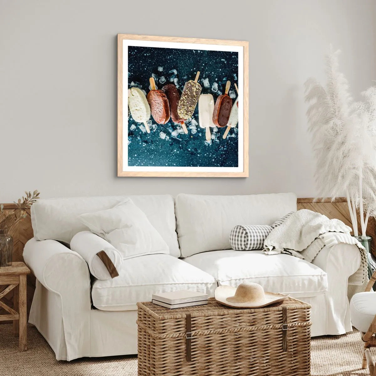 Een poster in een licht eiken lijst - De smaak van hete zomer - 30x30 cm