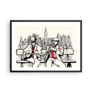 Poster in een zwarte lijst - Improvisatie van New York - 70x50 cm