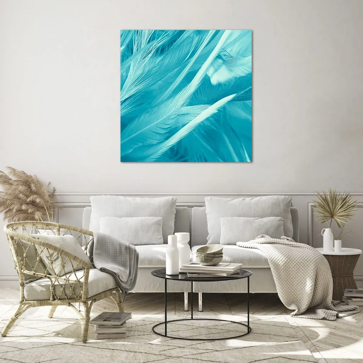 Schilderen op glas - Verdrinken in pluisjes - 70x70 cm