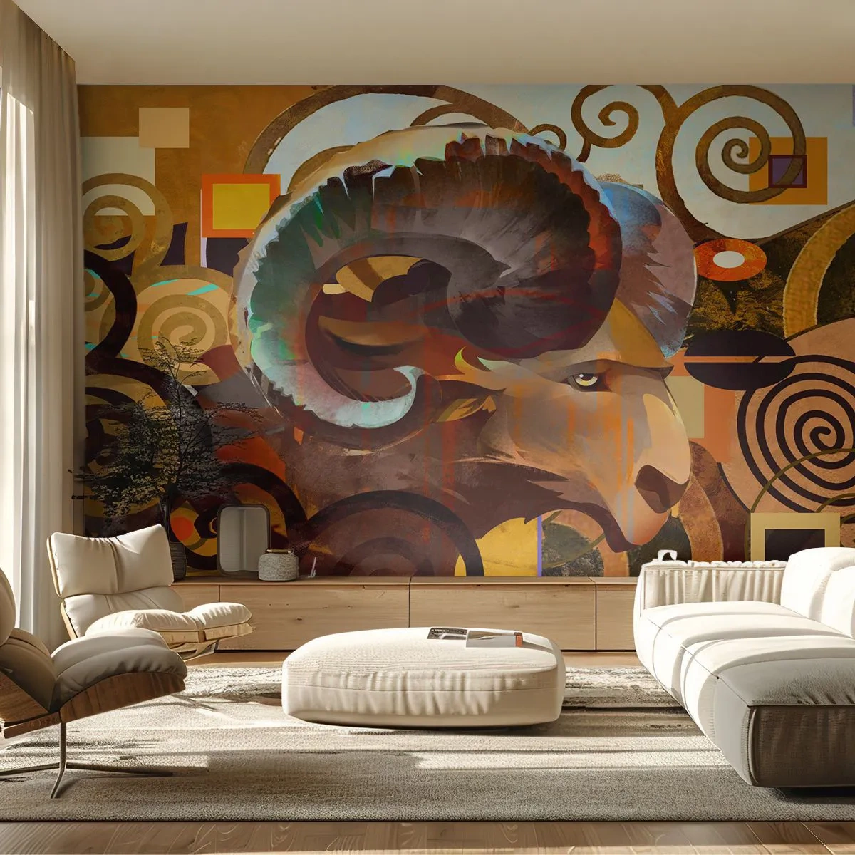 Fotobehang Premium Canvas - Magie - religies - rituelen - Abstractie, Ram, Grafisch - 300x210 cm