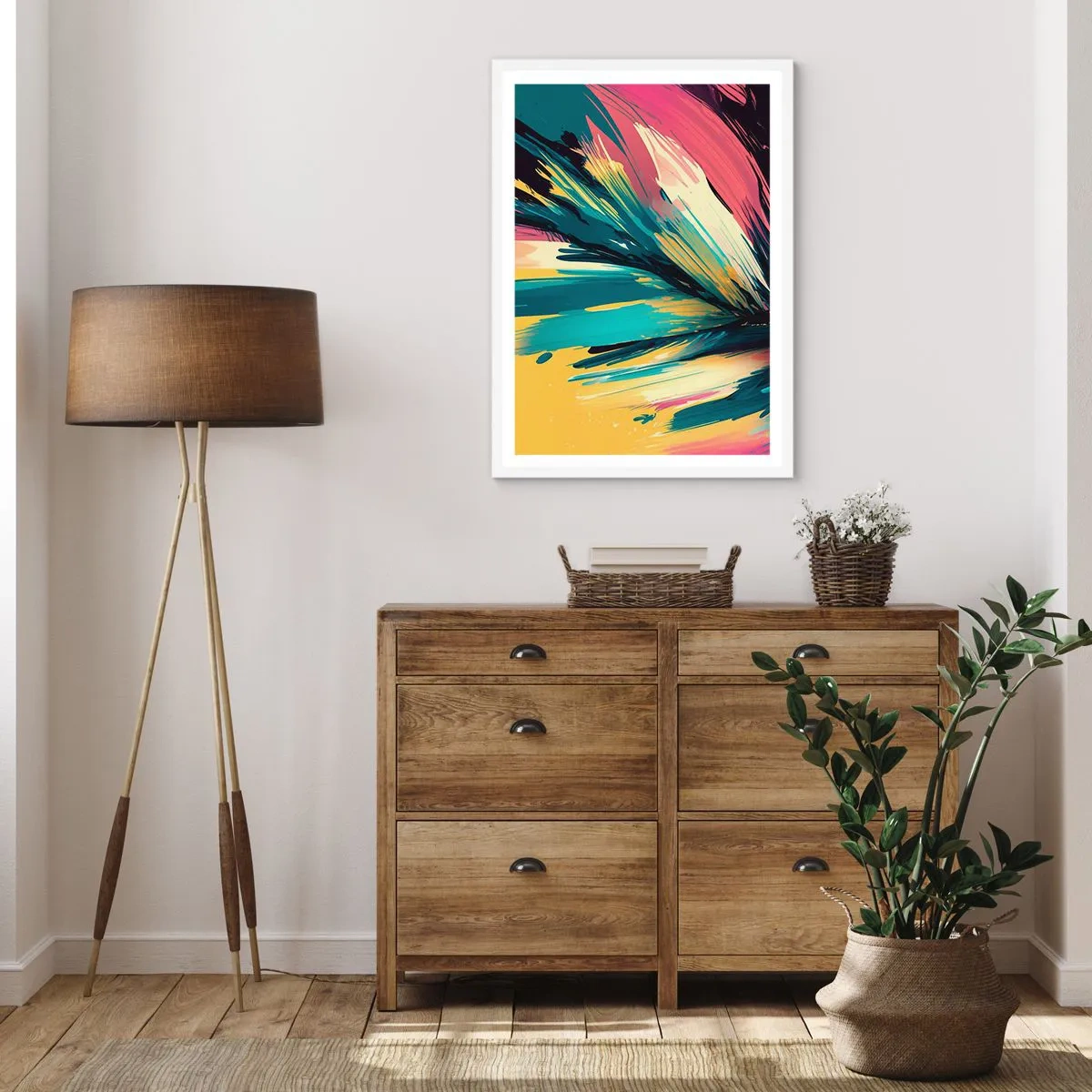 Poster in een witte lijst - Compositie – een explosie van vreugde - 61x91 cm