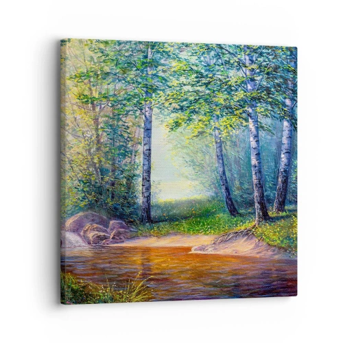 Schilderen op canvas - Idyllisch landschap - 30x30 cm
