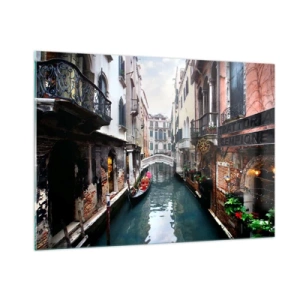 Schilderen op glas - Venetiaans landschap met een gondel en een brug - 100x70 cm