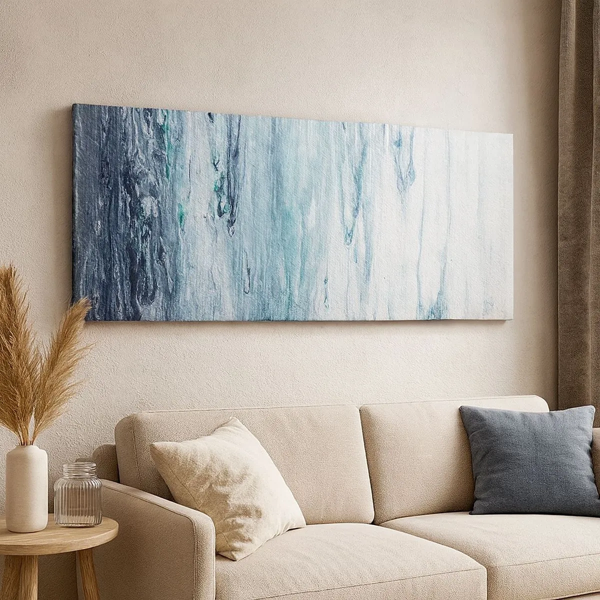 Schilderen op canvas - Blauwe ijspegels - 100x40 cm