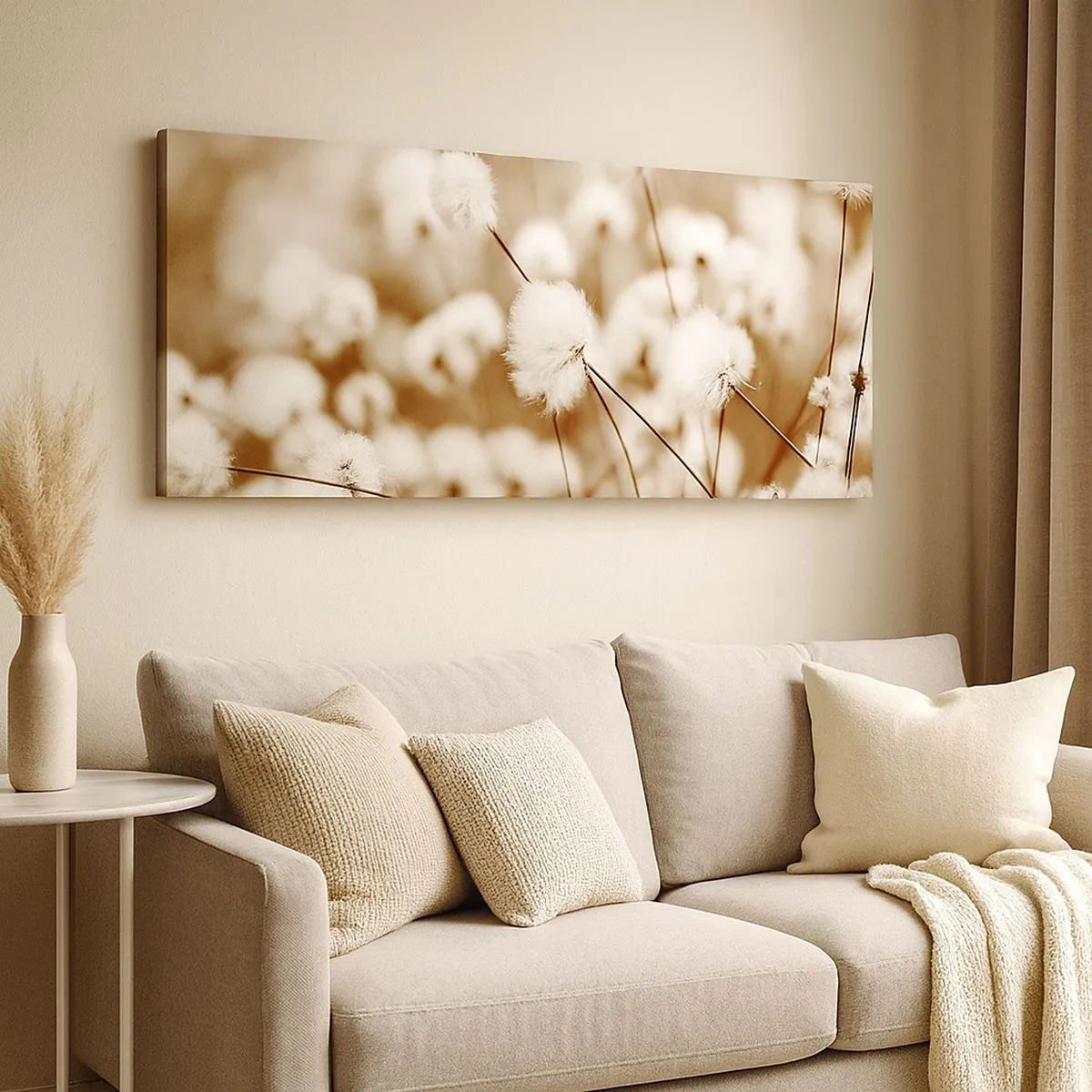 Schilderen op canvas - Pluizig korenveld - 100x40 cm