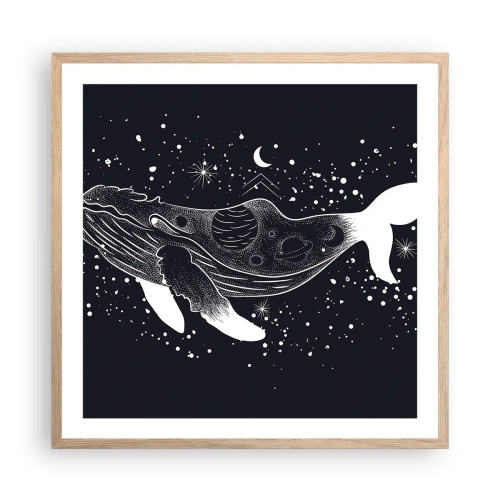 Een poster in een licht eiken lijst - In de oceaan van het universum - 60x60 cm