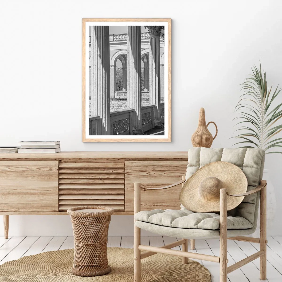 Een poster in een licht eiken lijst - Zonnige arcade - 30x40 cm