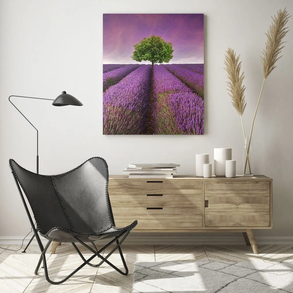 Schilderen op glas - Op lavendelvelden - 80x120 cm