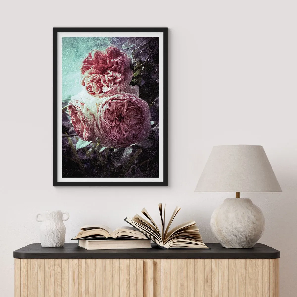 Poster in een zwarte lijst - In een romantische sfeer - 50x70cm - In een romantische sfeer - Moderne wanddecoratie voor woonkamer en slaapkamer ARTTOR