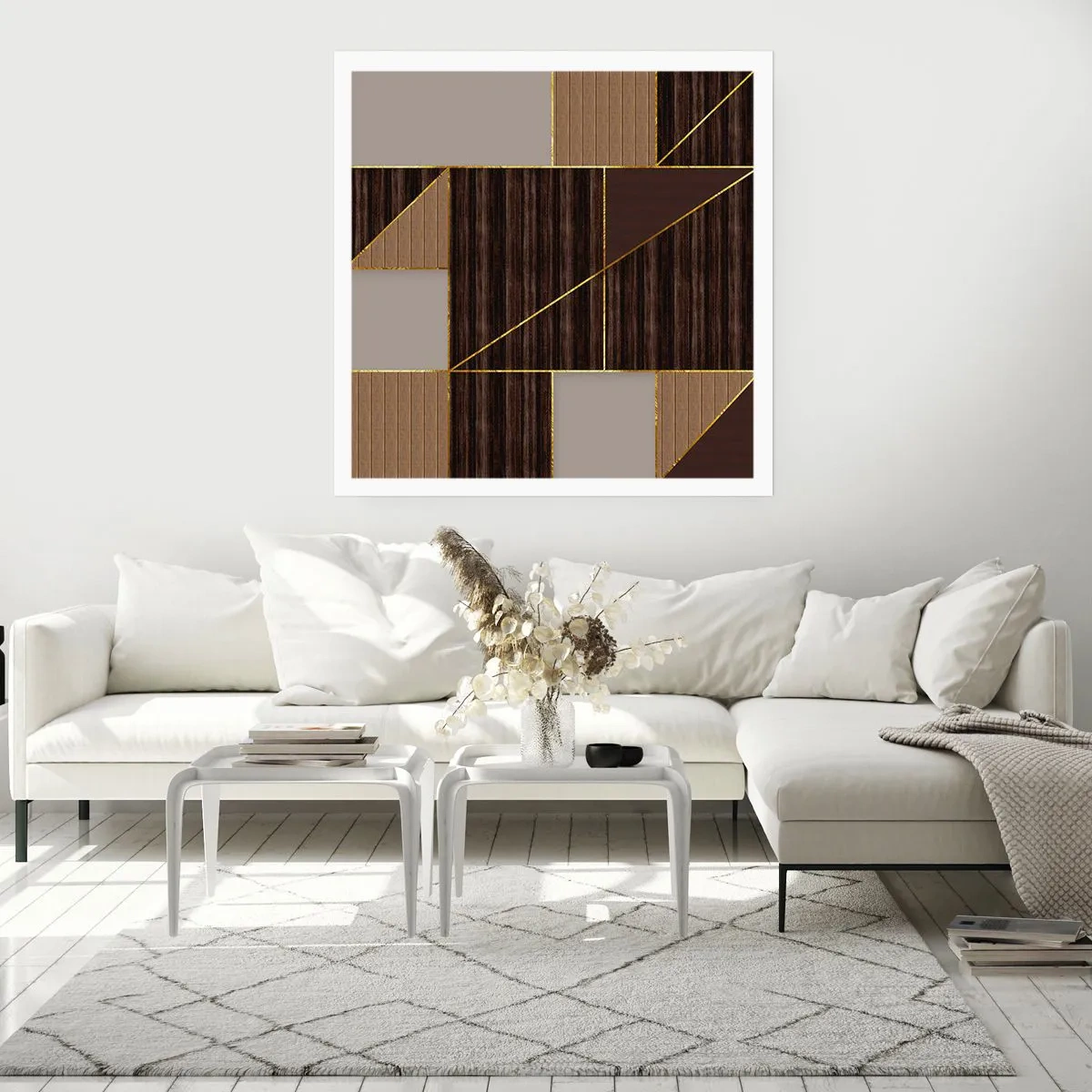Poster - Een mozaïek van bruin en goud - 60x60 cm