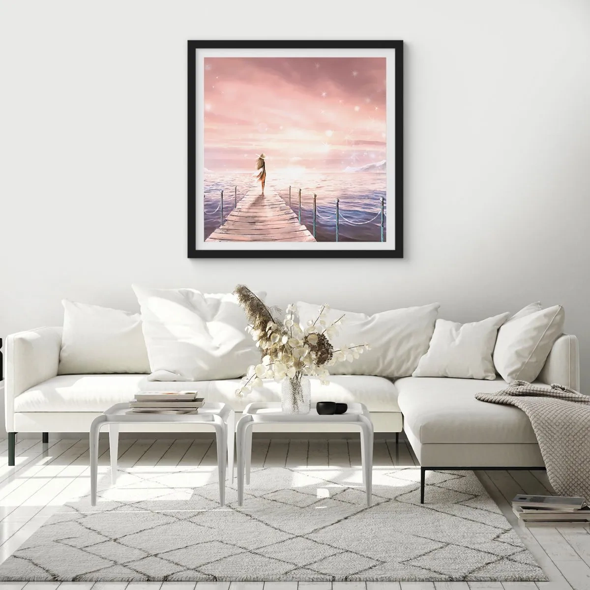 Poster in een zwarte lijst - In het licht van een droom - 60x60 cm