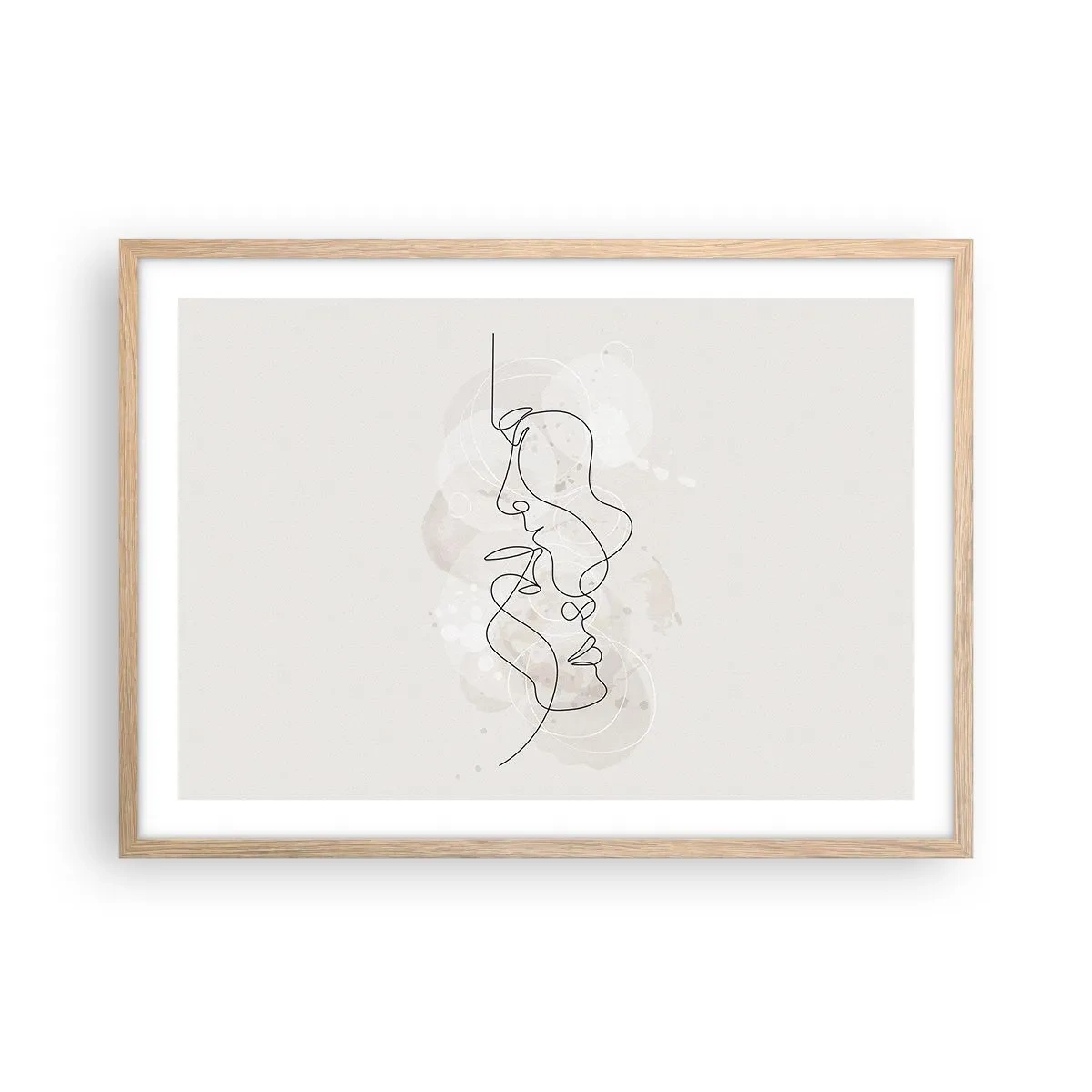 Een poster in een licht eiken lijst - Verstrikt in een omhelzing - 70x50 cm