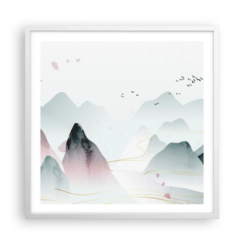 Poster in een witte lijst - Over de toppen - 60x60 cm