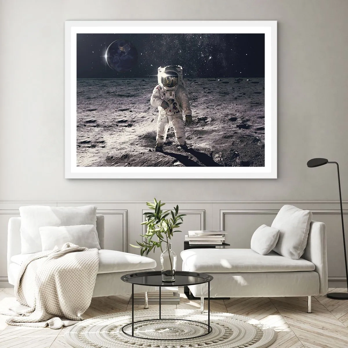 Poster in een witte lijst - Groetjes van de maan - 40x30 cm