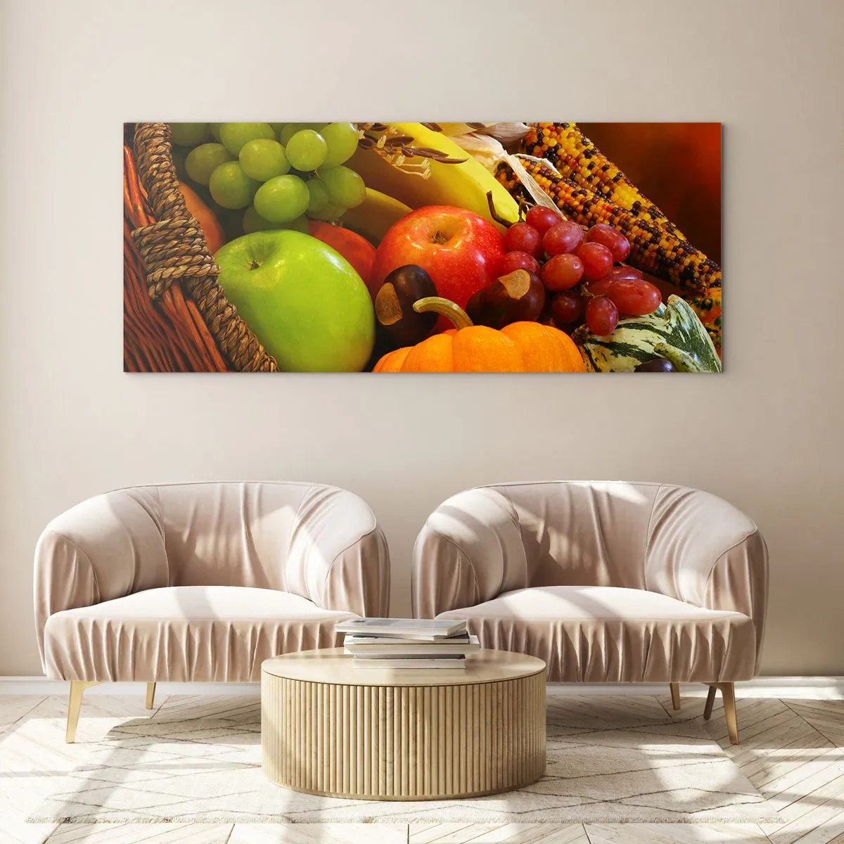 Schilderen op glas - Oogstmand - 140x50 cm