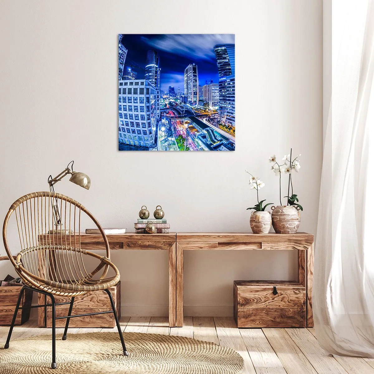 Schilderen op canvas - Ritmes van de nachtstad - 40x40 cm