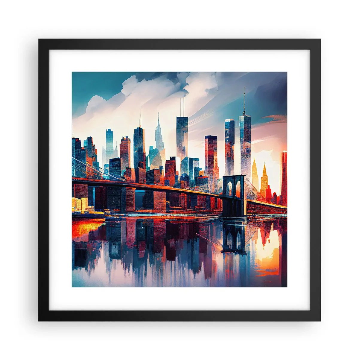 Poster in een zwarte lijst - Een droomachtig New York - 40x40 cm