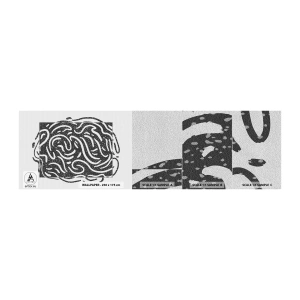 Fotobehang Monster Premium Sand - Abstractie: vreugdedans - Boho, Zwart en wit, Minimalisme - 100x30 cm
