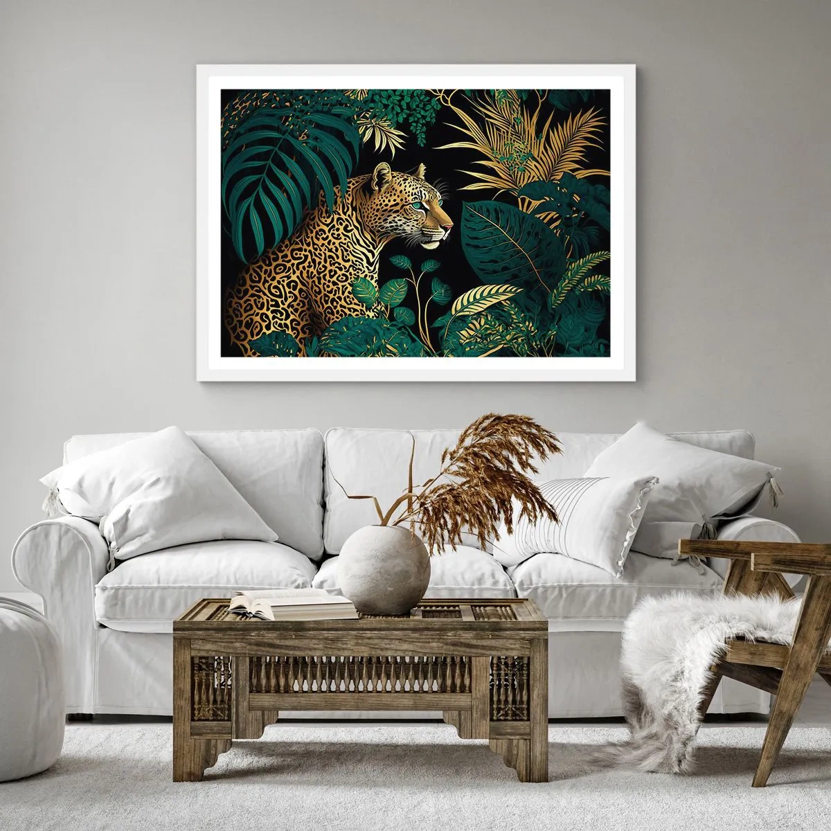 Poster in een witte lijst - Een gastheer in de jungle - 60x60 cm