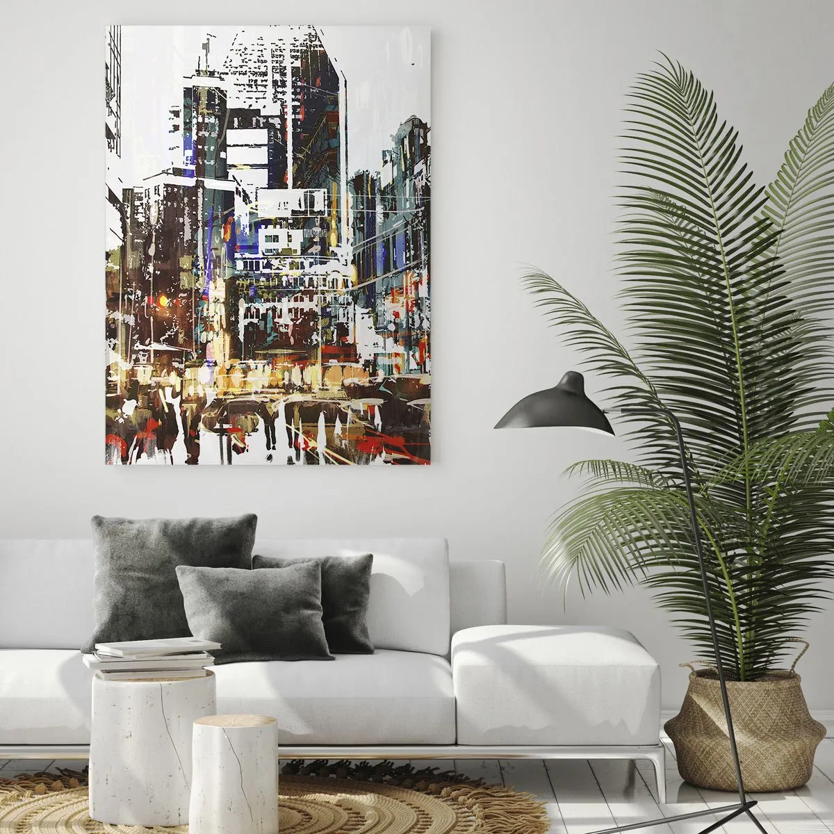 Schilderen op glas - Een glinsterende stad - 50x70 cm
