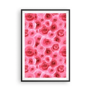 Poster in een zwarte lijst - Rozen onder en boven - 61x91 cm