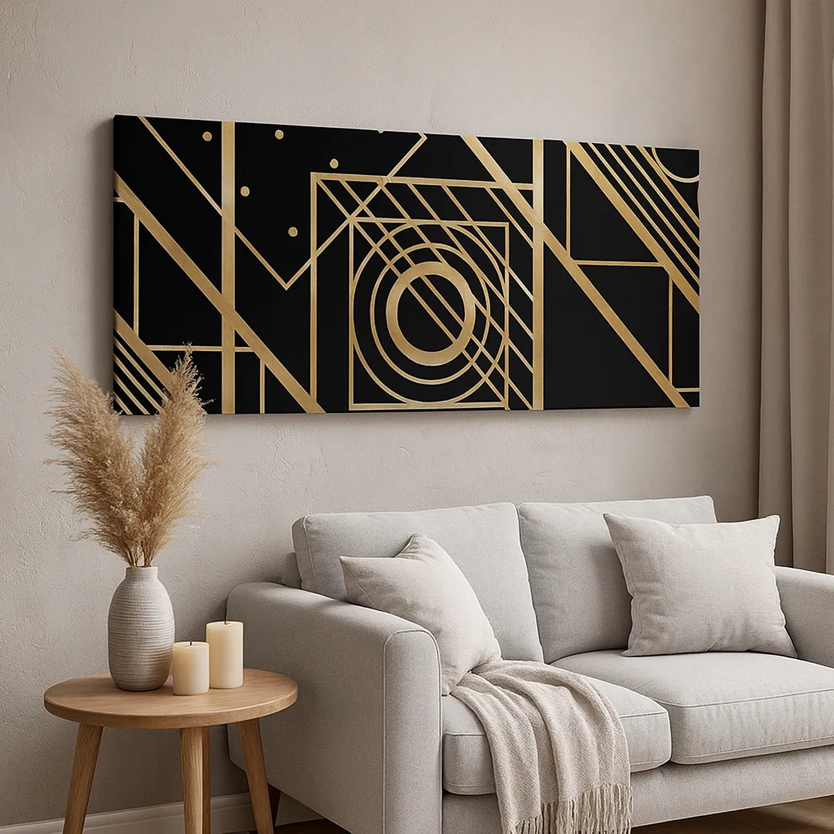 Schilderen op canvas - Gouden geometrie - 30x30 cm