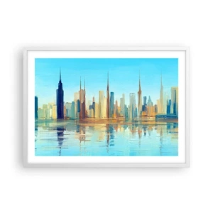 Poster in een witte lijst - Een zonnige metropool - 70x50 cm