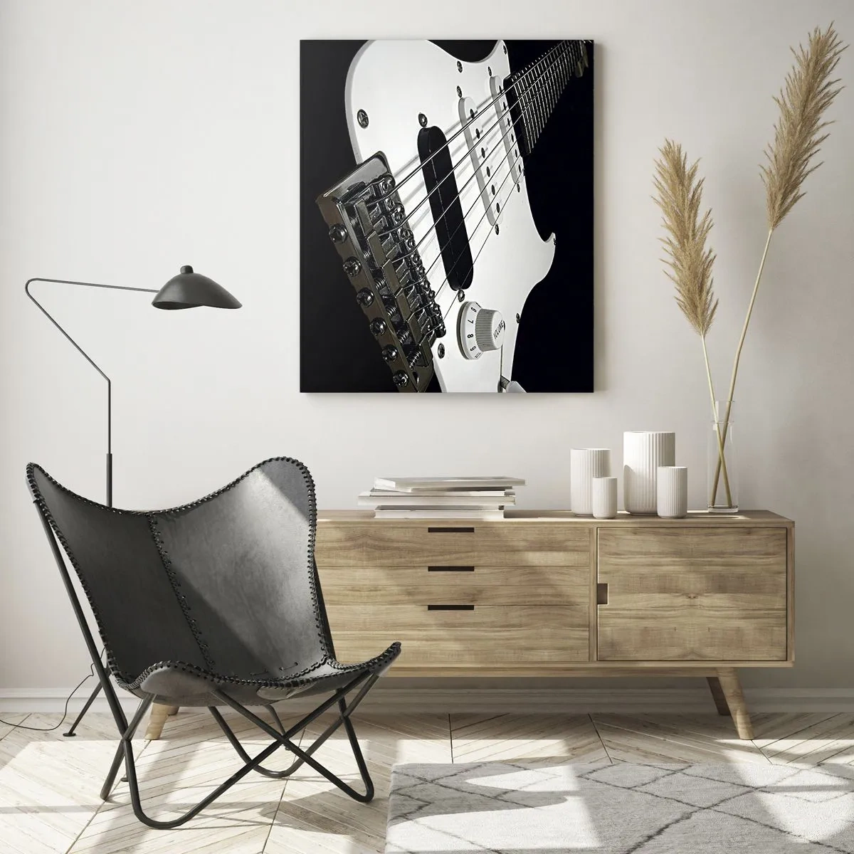 Schilderen op glas - Geluid verborgen in het wit - 80x120 cm