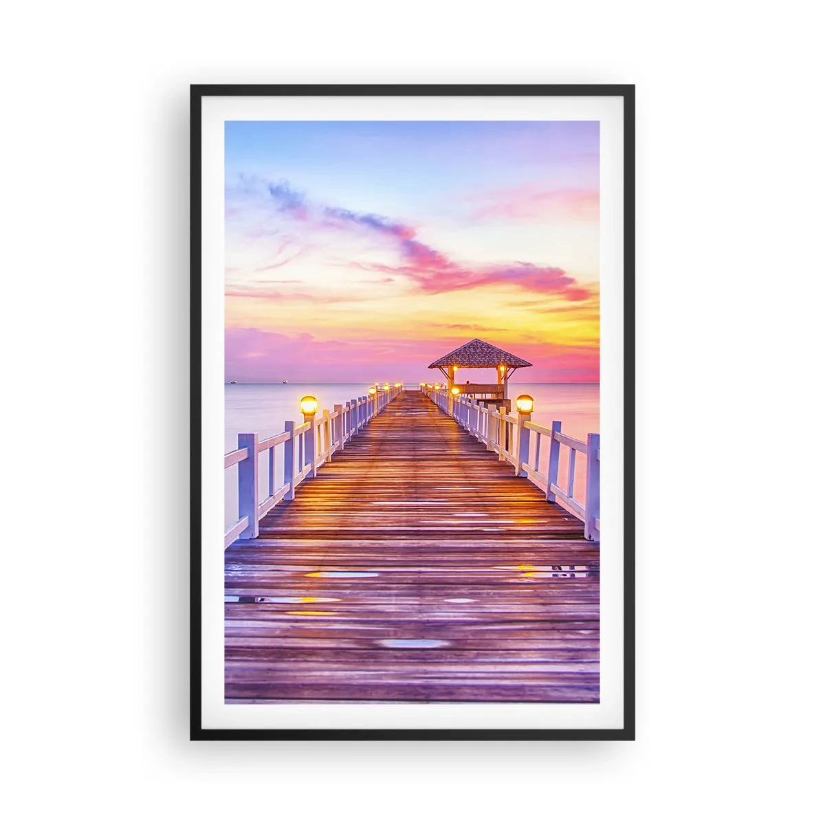 Poster in een zwarte lijst - De lila-gouden stilte van de avond - 61x91 cm