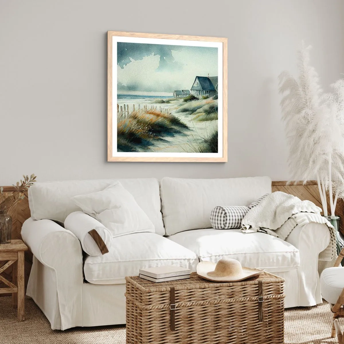 Een poster in een licht eiken lijst - Weg van de drukte - 60x60 cm