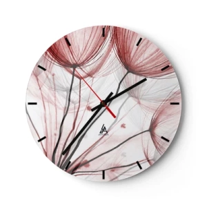 Wandklok - Klok - Delicate paardenbloemen in tinten rood en wit - 30x30cm - Vóór het vertrek - Moderne wanddecoratie voor woonkamer, keuken en slaapkamer ARTTOR