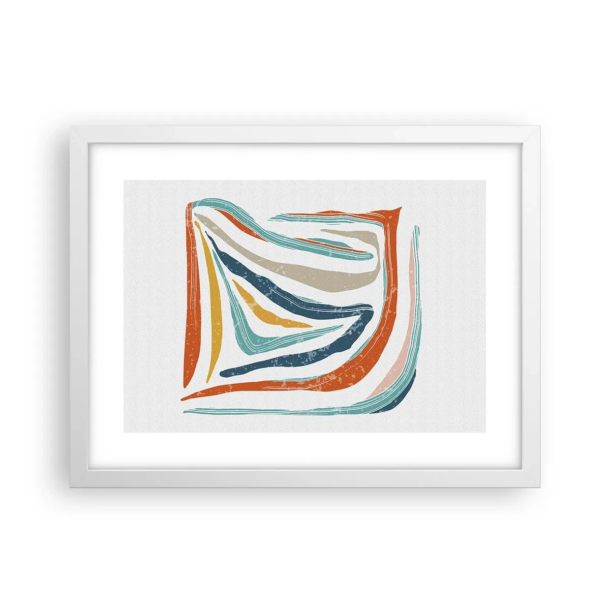 Poster in een witte lijst - Abstractie met een vriendelijke glimlach - 40x30 cm