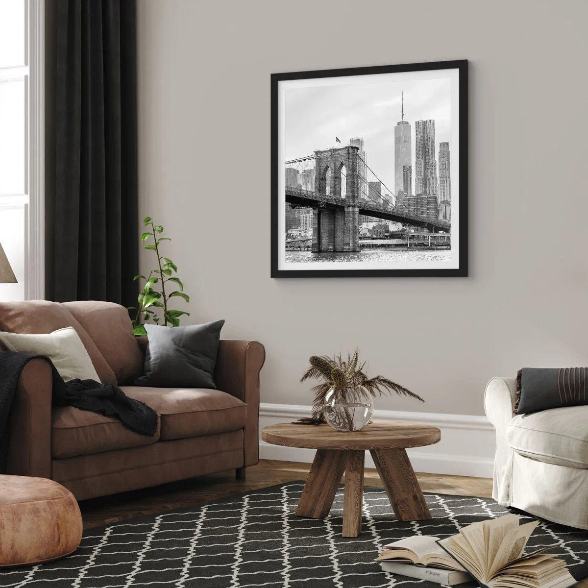 Poster in een zwarte lijst - New Yorkse sfeer - 30x30 cm