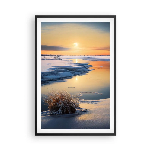 Poster in een zwarte lijst - Winterse zonsondergang - 61x91 cm