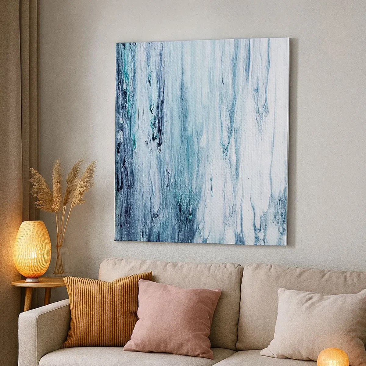 Schilderen op canvas - Blauwe ijspegels - 30x30 cm