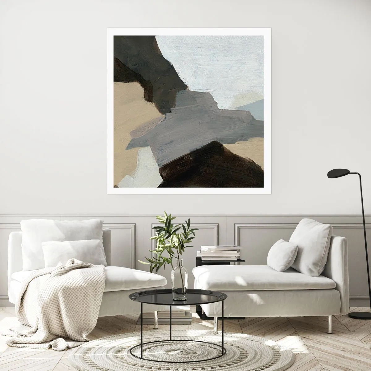 Poster - Abstractie: het kruispunt van grijs - 40x40 cm