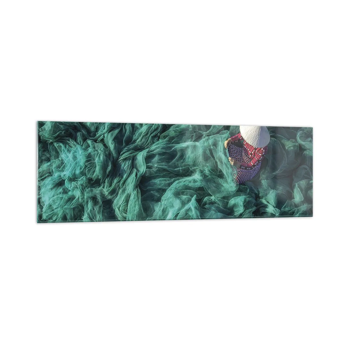 Schilderen op glas - In een zee van netten - 160x50 cm