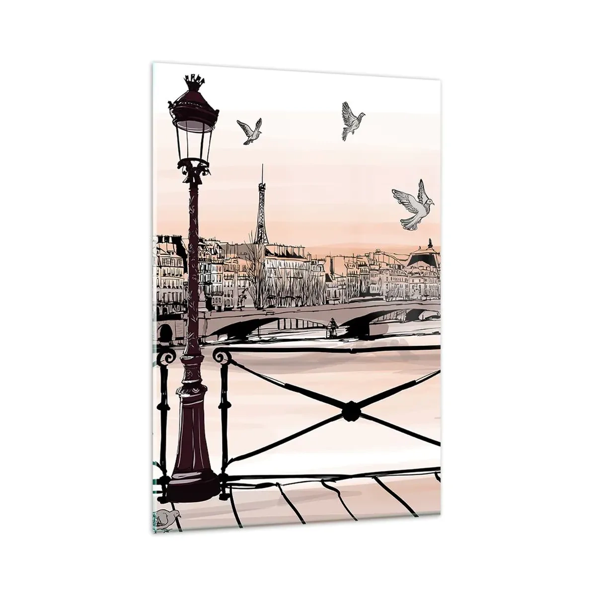 Schilderen op glas - Over de daken van Parijs - 80x120 cm