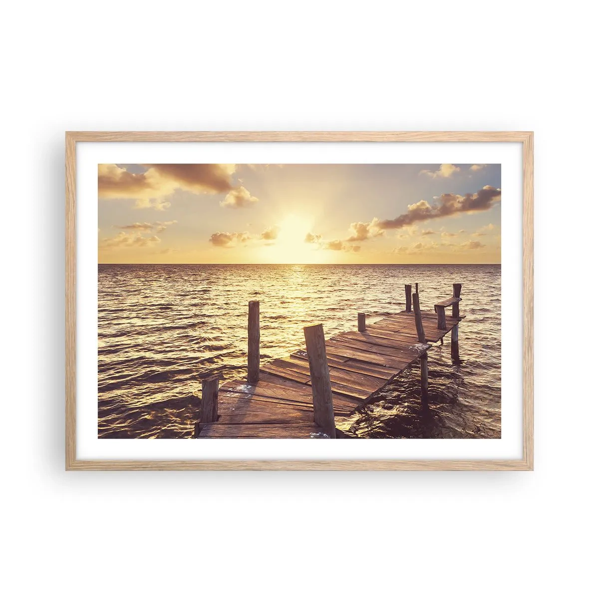 Een poster in een licht eiken lijst - Het gouden land van zachtheid - 70x50 cm
