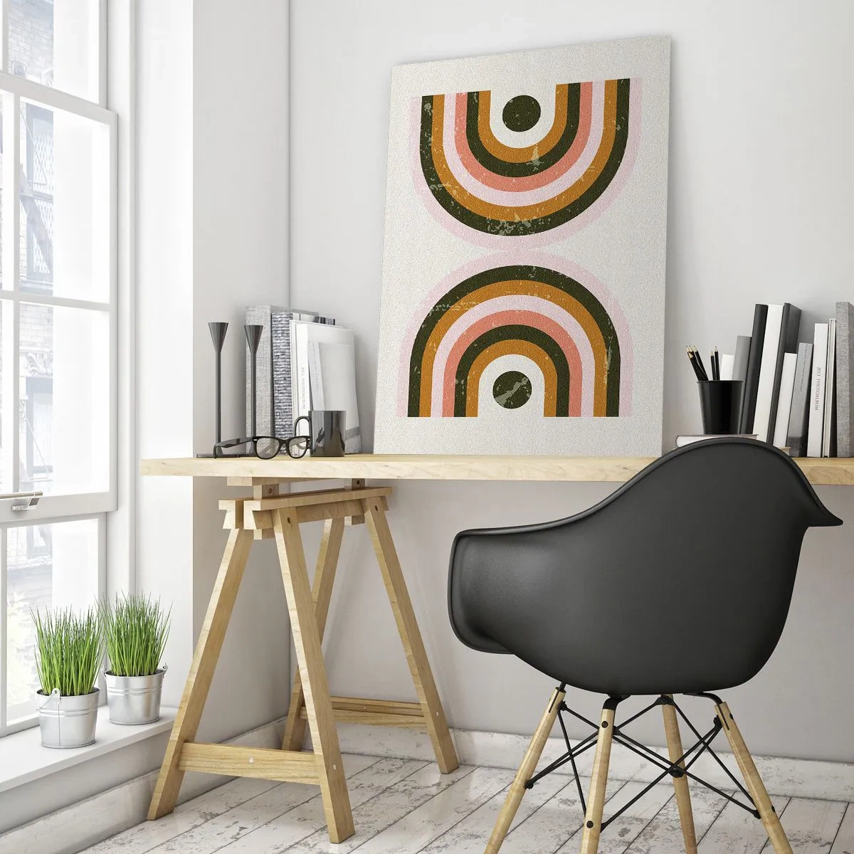 Schilderen op glas - Tweeling abstractie - 80x120 cm