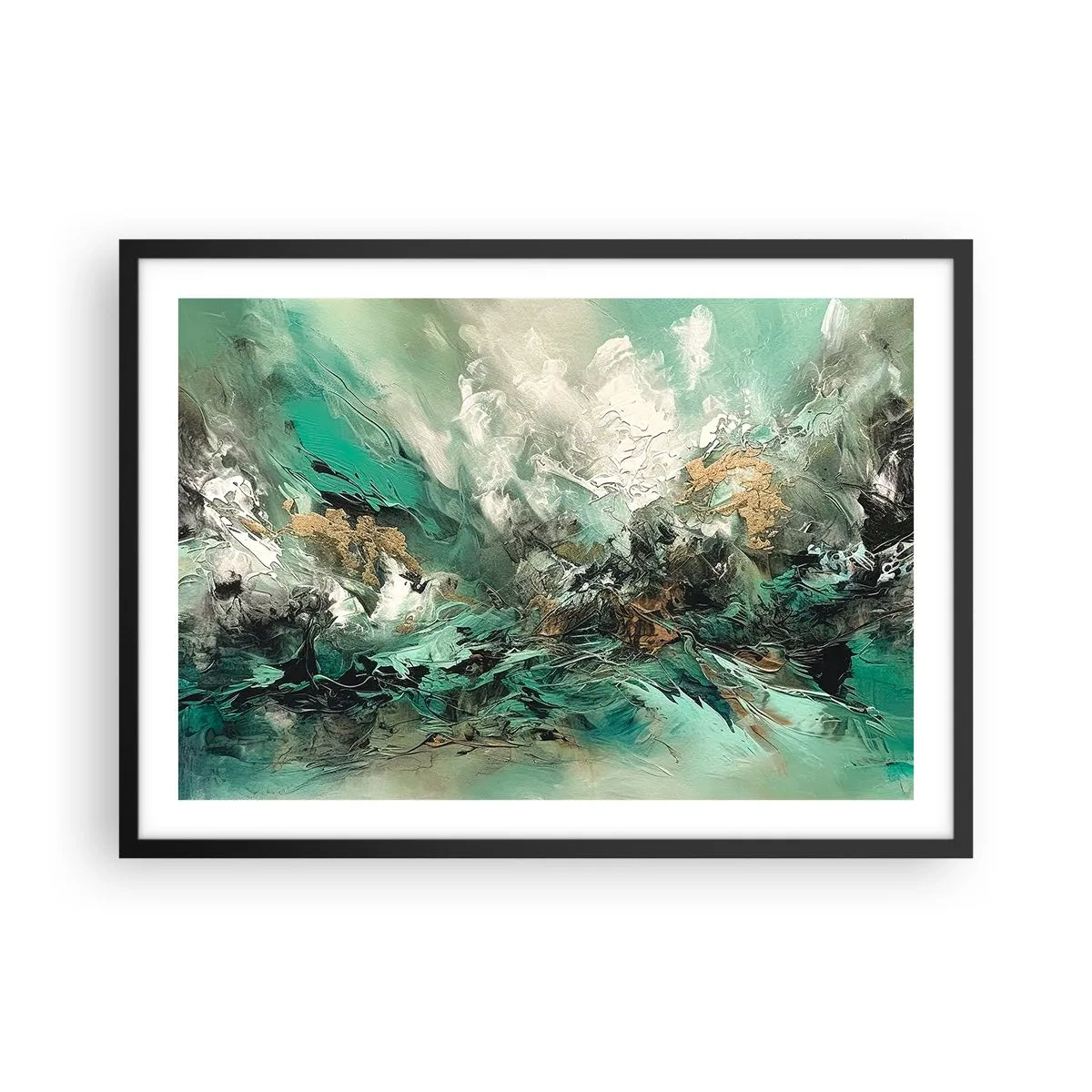 Poster in een zwarte lijst - Emerald en zwarte branding - 70x50 cm