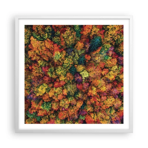 Poster in een witte lijst - Boeket herfstbomen - 60x60 cm