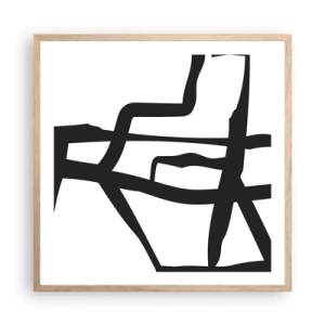 Een poster in een licht eiken lijst - Zwart-wit ontwerp - 60x60 cm