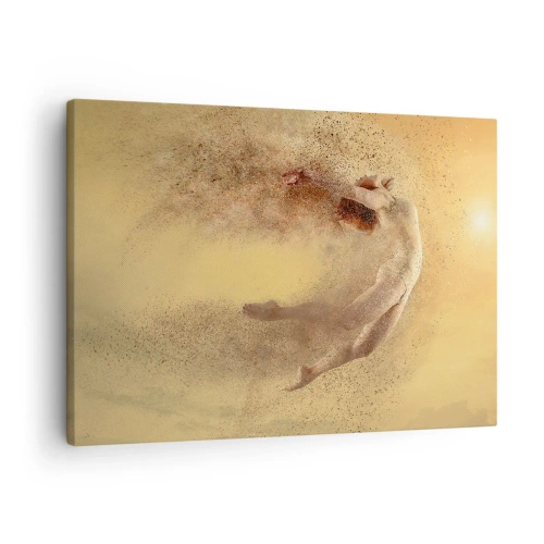 Schilderen op canvas - Een figuur in dynamische beweging met een desintegratie-effect - 70x50cm - In dansende extase - Moderne wanddecoratie voor woonkamer en slaapkamer ARTTOR
