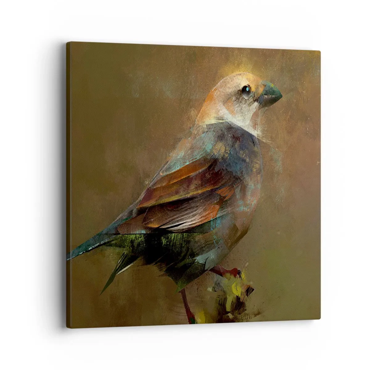 Schilderen op canvas - Een mus, een klein vogeltje - 40x40 cm
