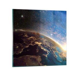 Schilderen op glas - Laten we eens van een afstand naar onszelf kijken - 60x60 cm