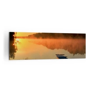 Schilderen op canvas - Zonsopgang boven het water als een spiegel - 160x50 cm