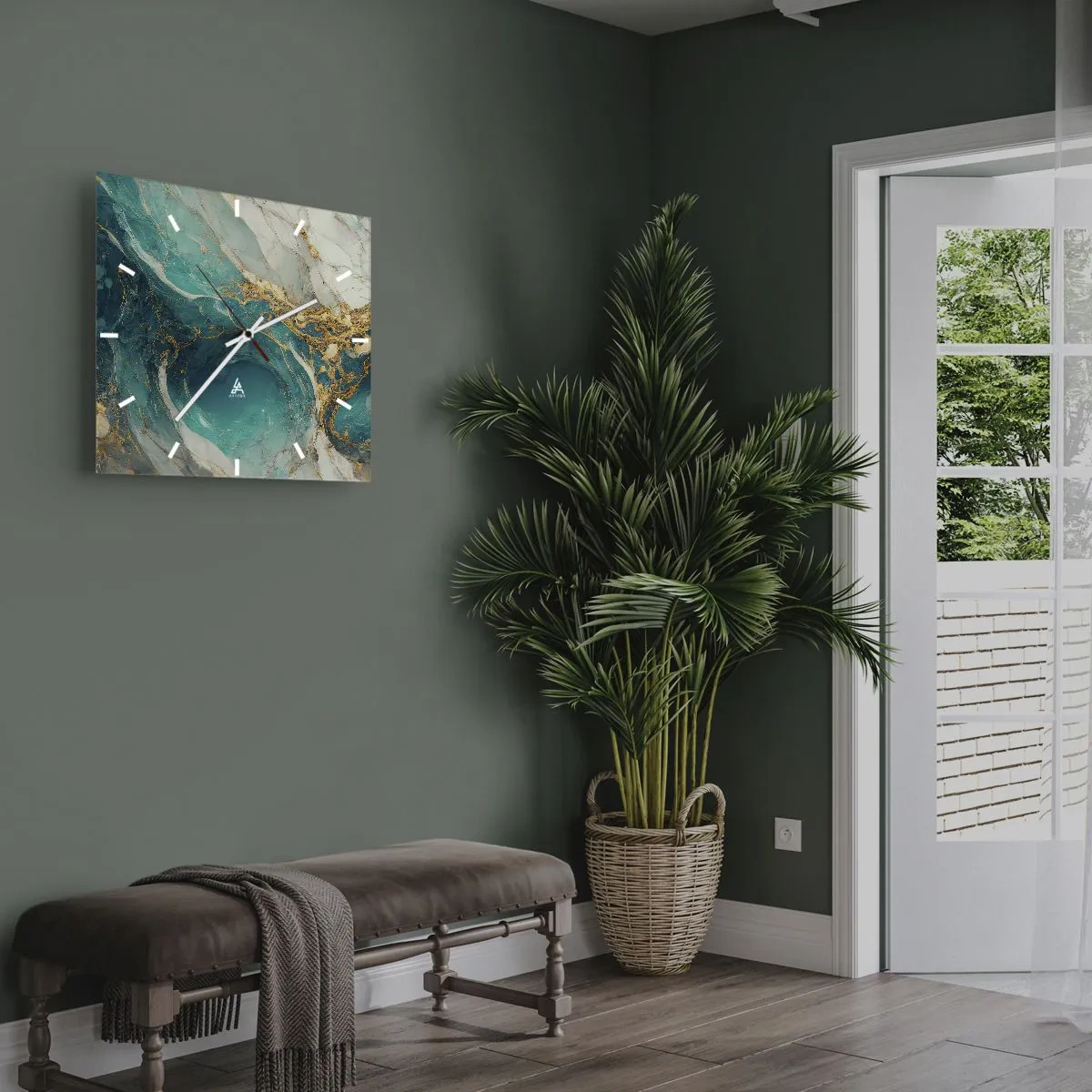 Wandklok - Klok - Compositie met goudaders - 40x40 cm