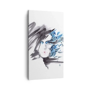 Schilderen op canvas - Sensueel portret in grijs en blauw - 45x80 cm